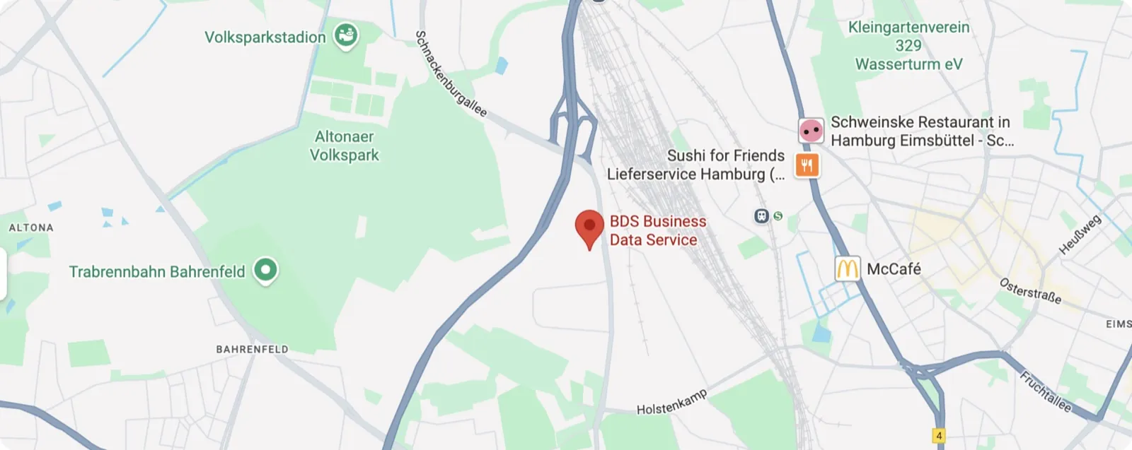 Karte: BDS Business Data Service, Schnackenburgallee 41 b, 22525 Hamburg